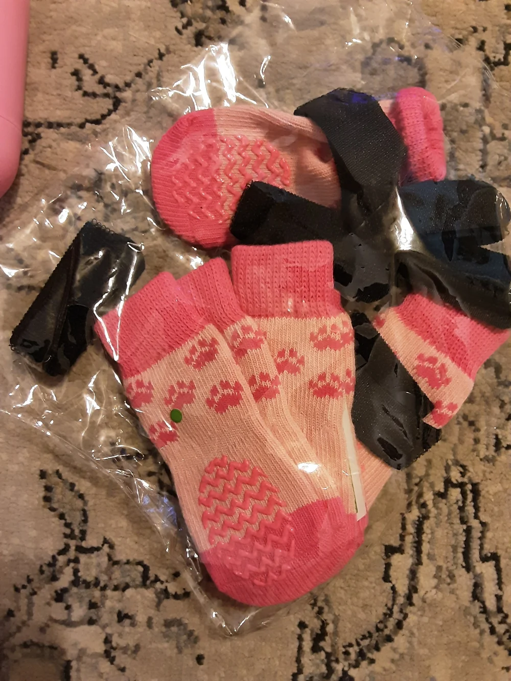 Pink Non-Slip Dog Paw Socks